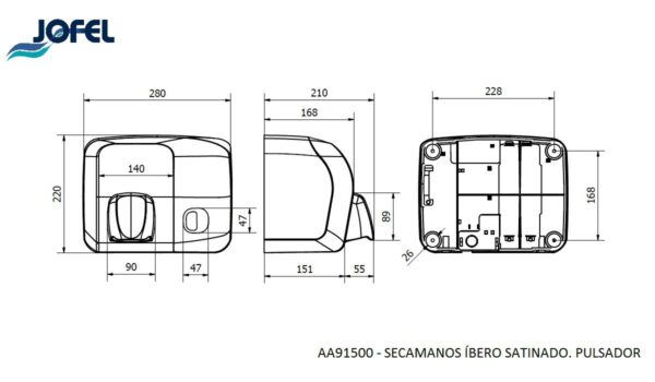 Secador IBERO PULSADOR 125V-INOXIDABLE BRILLO