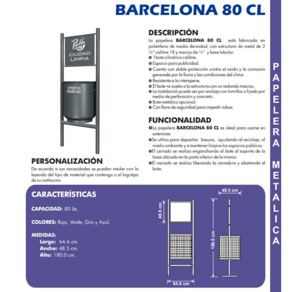Papelera BARCELONA 80CL