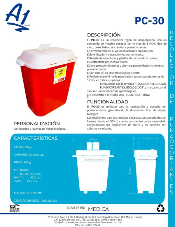 Recolector Para PUNZOCORTANTES PC-30