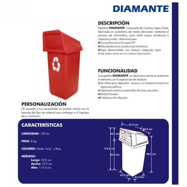 Papelera DIAMANTE