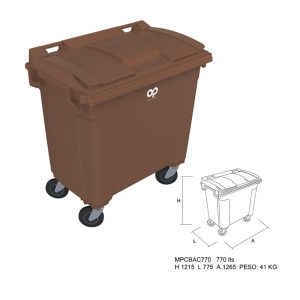 CONTENEDOR PLÁSTICO PARA RESIDUOS OP, 4 RUEDAS, 770 L.