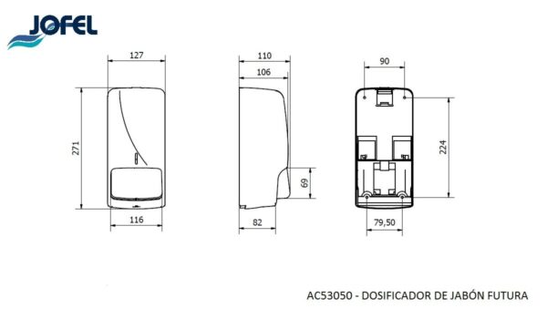 JABONERA FUTURA RELLENABLE INOXIDABLE SATINADO