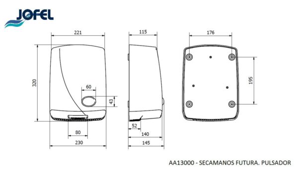 SECADOR FUTURA PULSADOR 125VBLANCO LOGO JOFEL-BLANCO