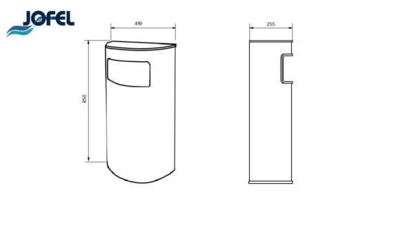 BASURERO MEDIA LUNA INOXIDABLESATINADO