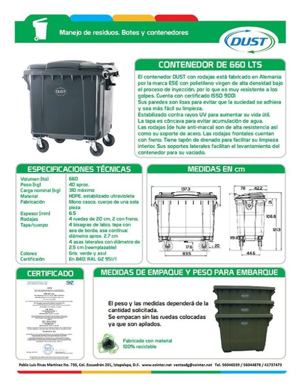 Contenedores Europeos de 660 litros