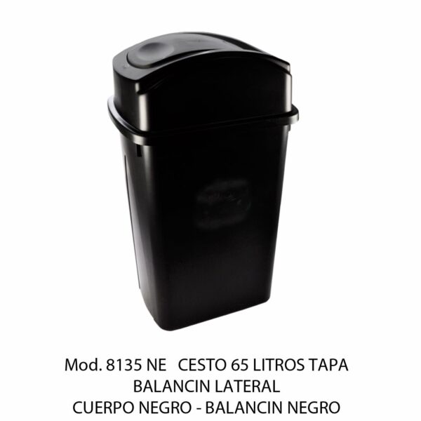 Cestos 65 L Tapa BALANCÍN LATERAL (Bote Negro) (SKU 8136VD)