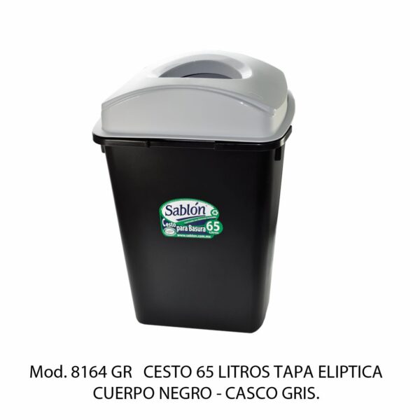 Cestos 65 L Tapa Elíptica (Bote Negro)
