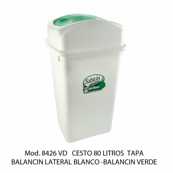 Cestos 80 L Tapa BALANCIN LATERAL (Bote Blanco) (SKU 8426VD)