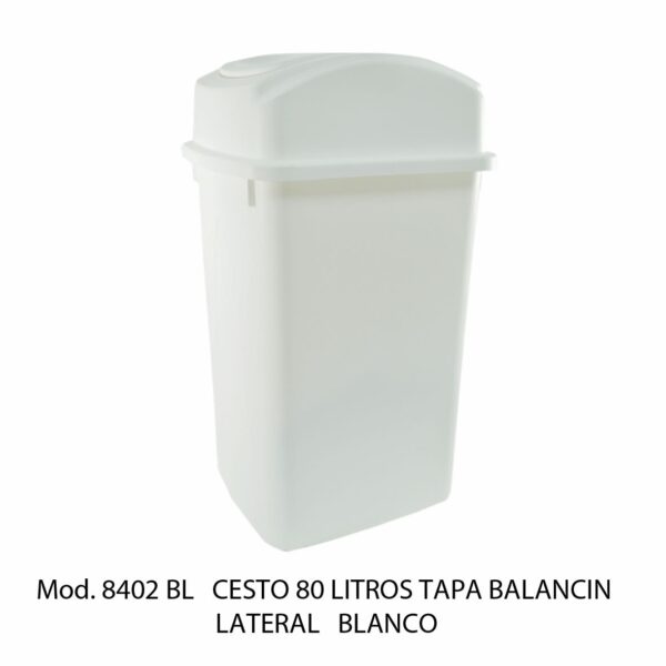 Cestos 80 L Tapa BALANCIN LATERAL (Bote Blanco) (SKU 8426VD)