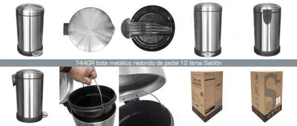BOTE 12 LITROS REDONDO ACERO INOXIDABLE (SKU 744GR)