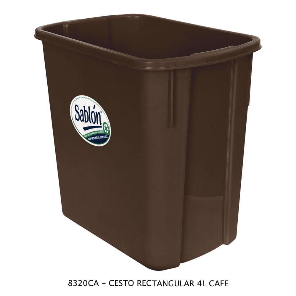 Bote de basura Rectangular 4 litros Color Café – Kolormats