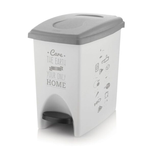 Papelera Pedal 10L Blanco – Gris Care The Earth (4-1038351)
