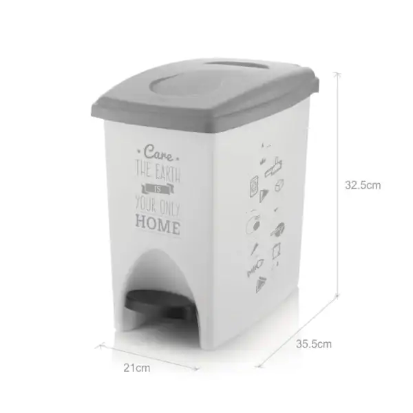 Papelera Pedal 10L Blanco – Gris Care The Earth (4-1038351)