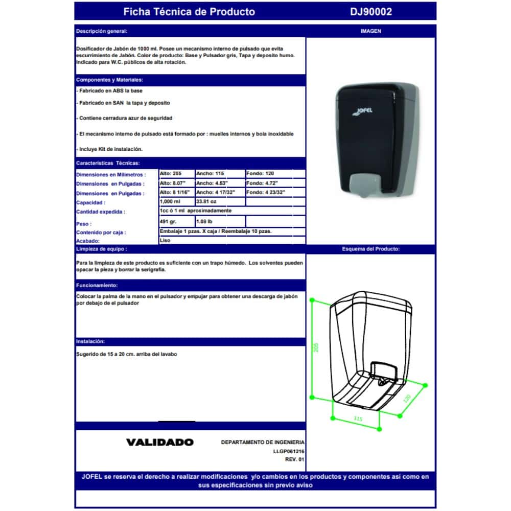 JABONERA AZUR MAXI RELLENABLE