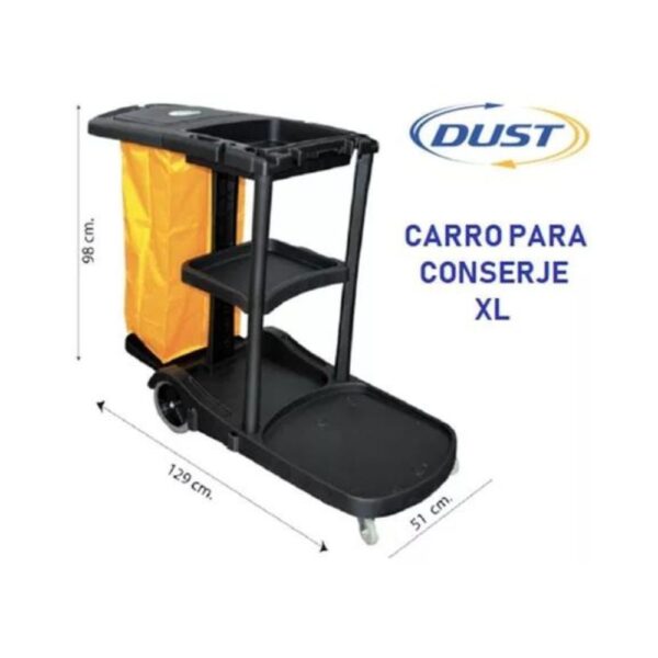 Carro conserje con tapa y charolas BLACK