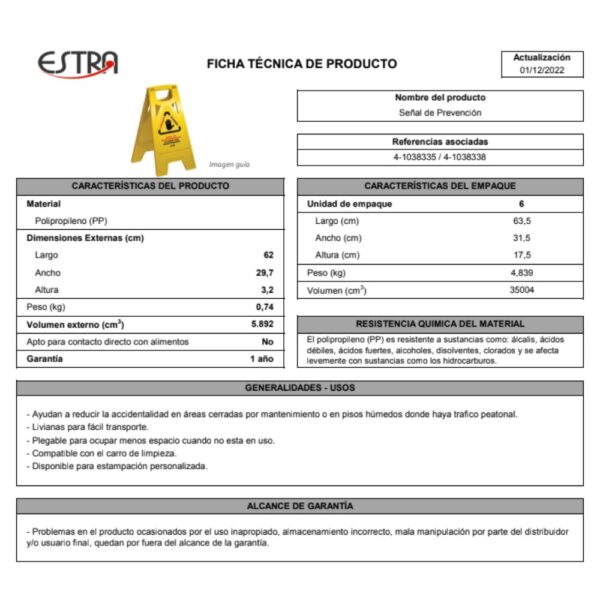 Señal de Prevención Amarillo - Piso Mojado