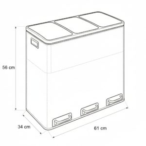 bote rectangular de acero inoxidable