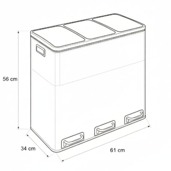bote rectangular de acero inoxidable