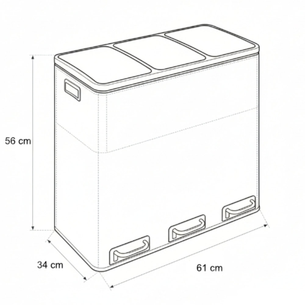 bote rectangular de acero inoxidable