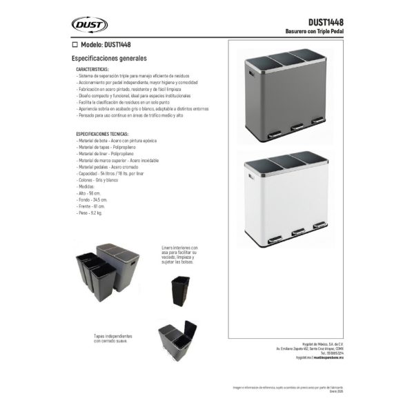 bote rectangular de acero inoxidable