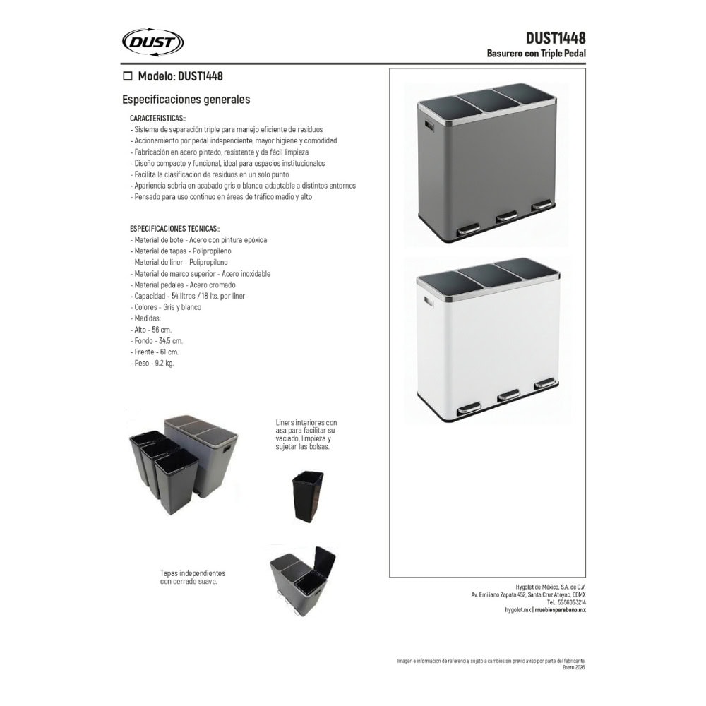bote rectangular de acero inoxidable