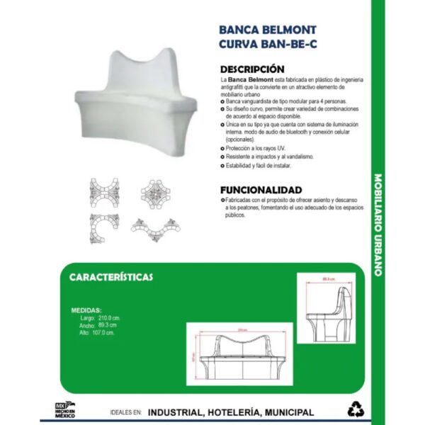 Banca BELMONT CURVA BAN-BE-C
